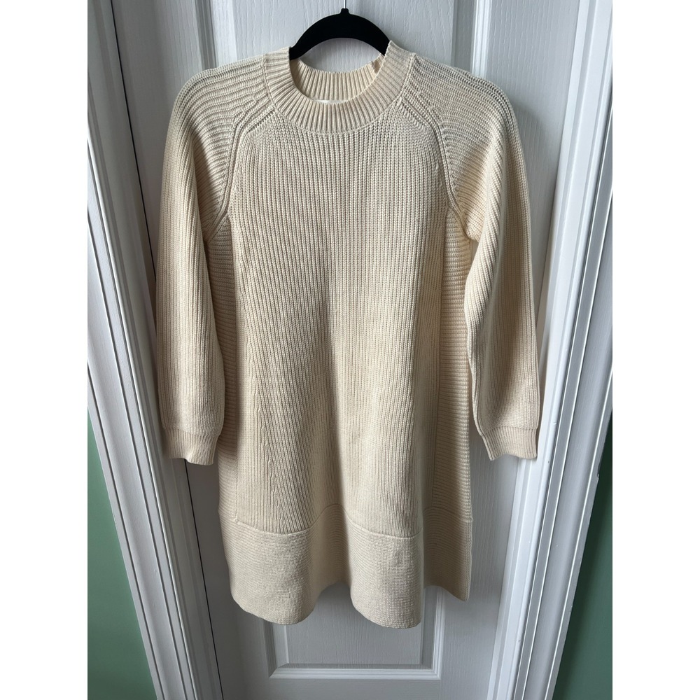 Pomander Place Womens Sweater Dress Cream Ribbed Heavy‎ Knit Long Sleeve Size M